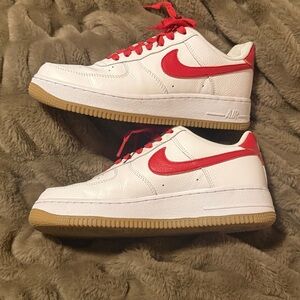 Nike Air White and Red Athletic Shoes
